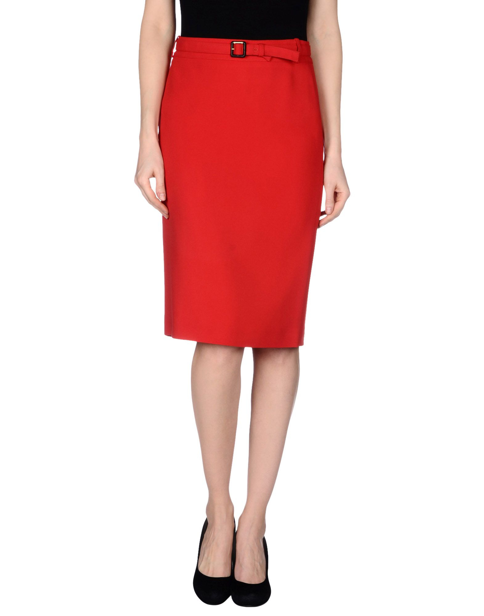 Gucci Knee Length Skirt in Red | Lyst