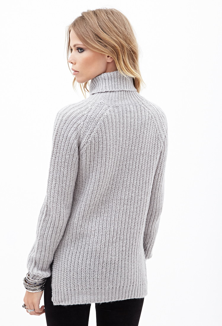 Forever 21 Ribbed Turtleneck Sweater in Gray | Lyst