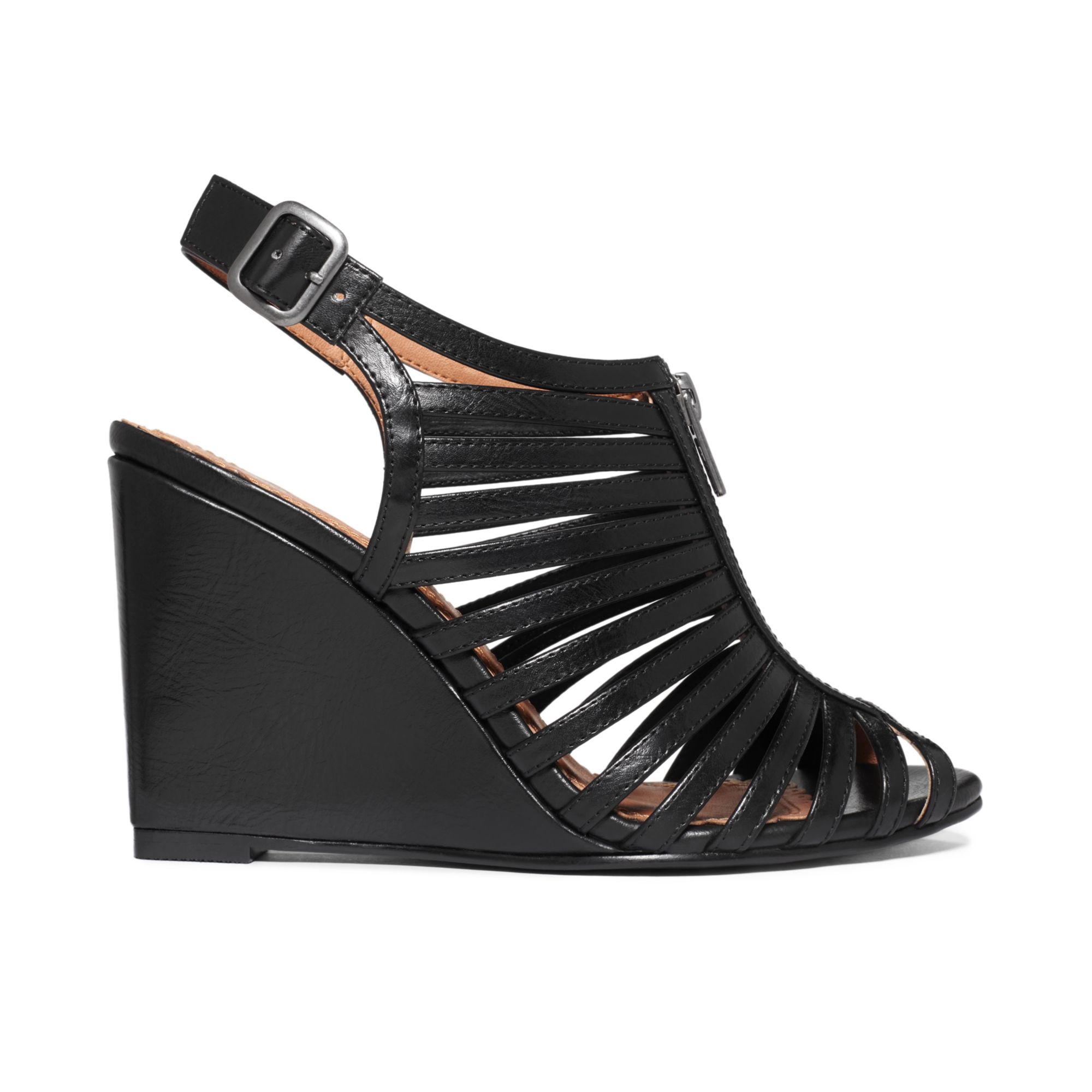 Lyst - Rampage Caligo Zip Up Wedge Sandals in Black