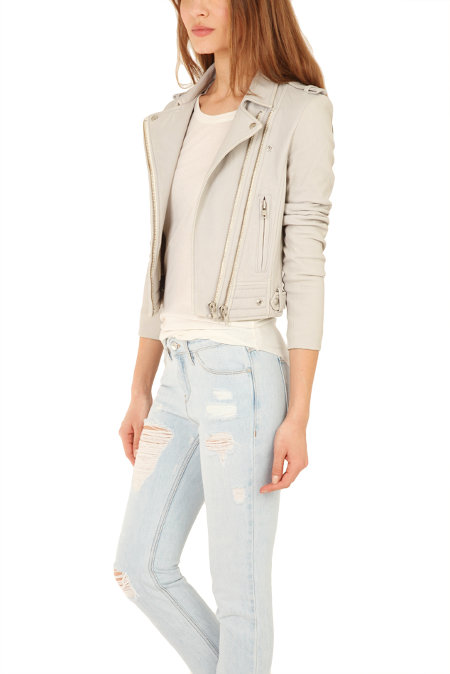 Iro Luiga Leather Biker Jacket In Gray Lyst Gallery