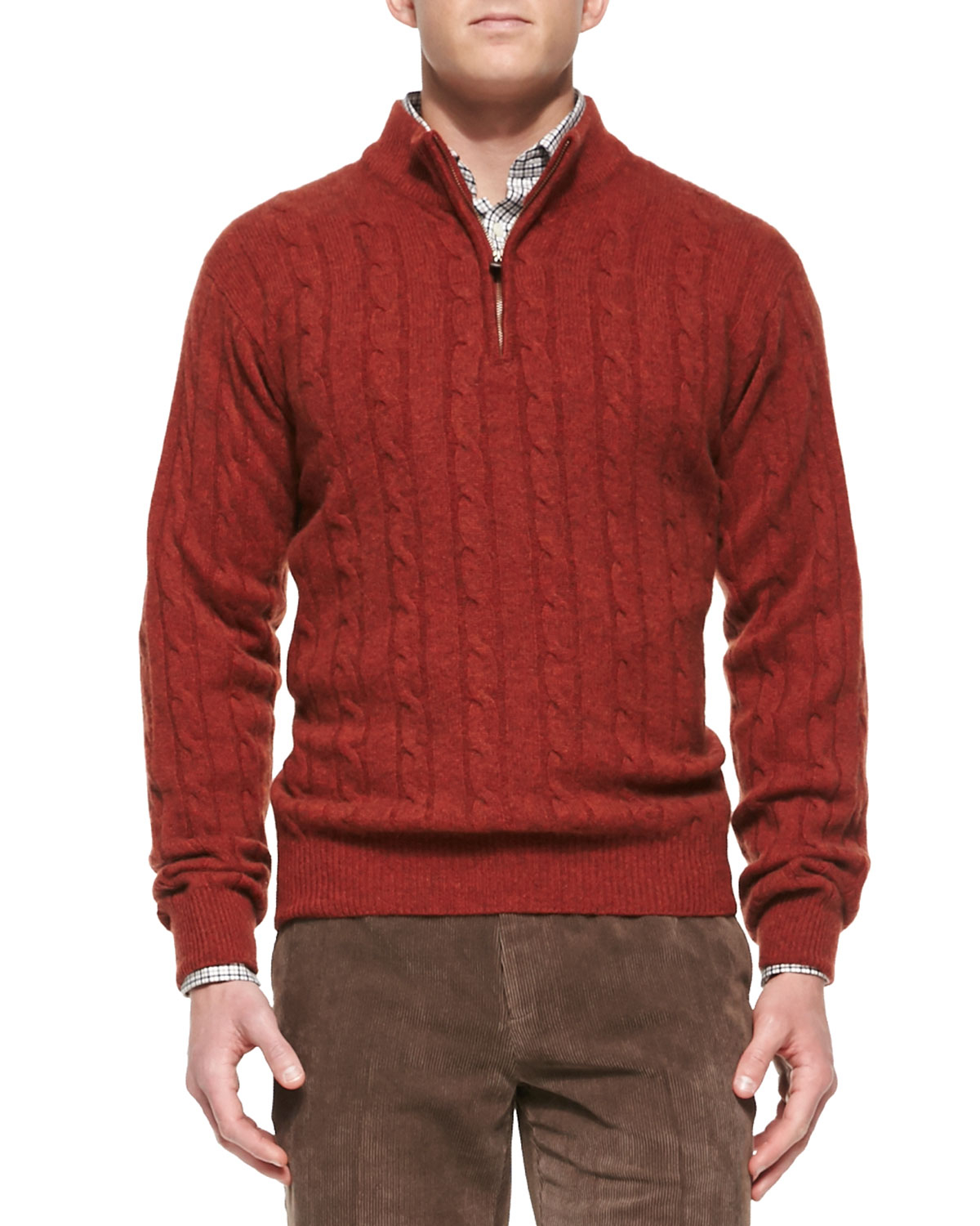 Lyst - Peter Millar Cashmere Cable Knit 1/2-Zip Sweater in Orange