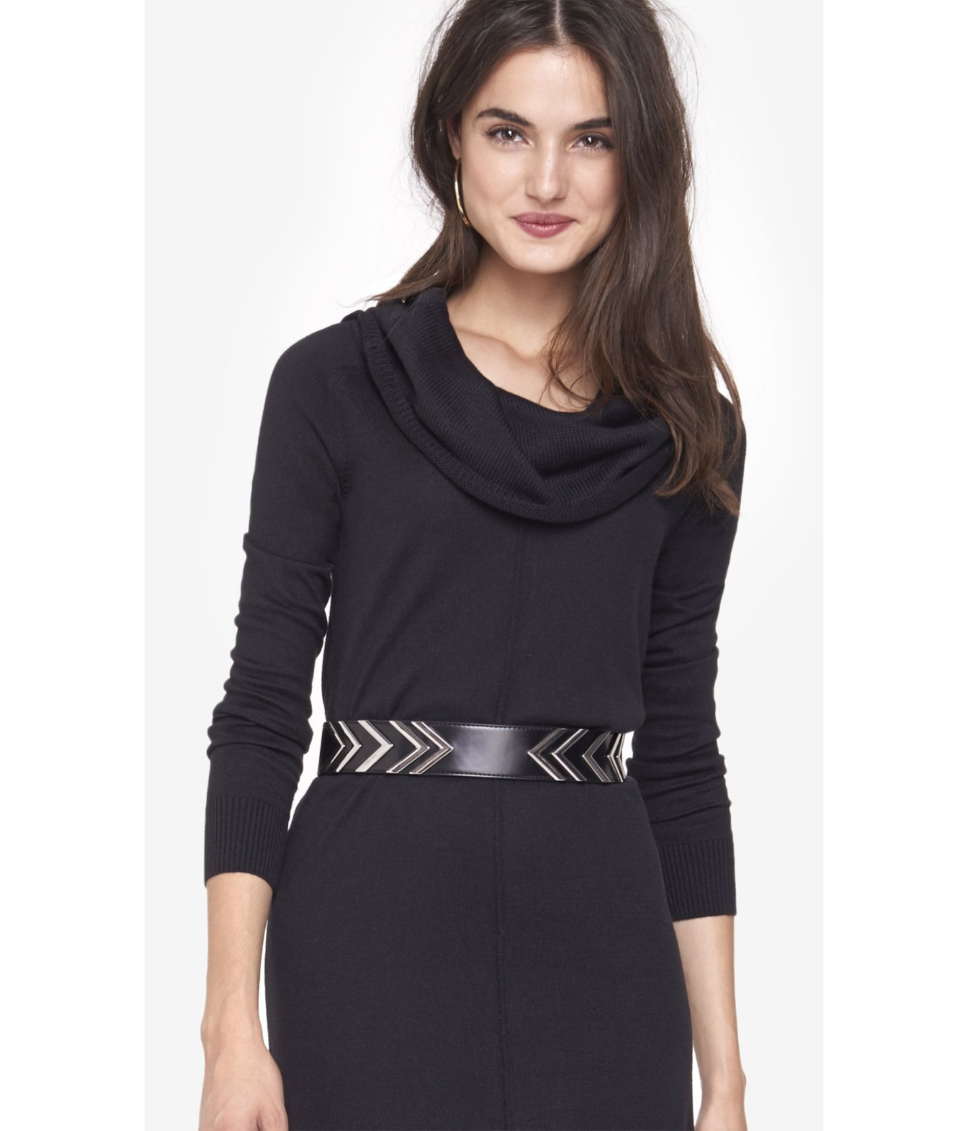 Lyst - Express Black Cowl Neck Sweater Dress in Black