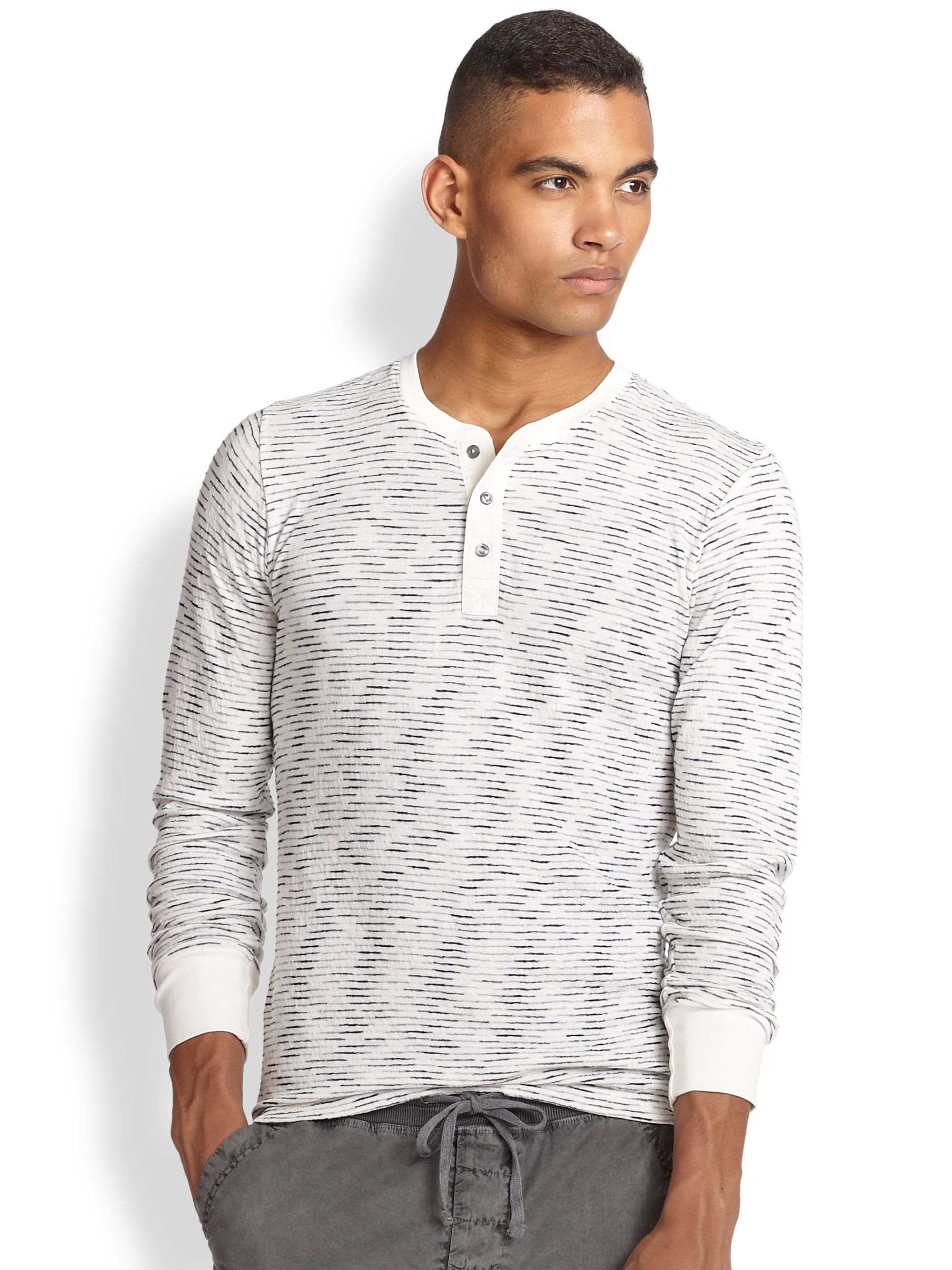 mens long sleeve white henley