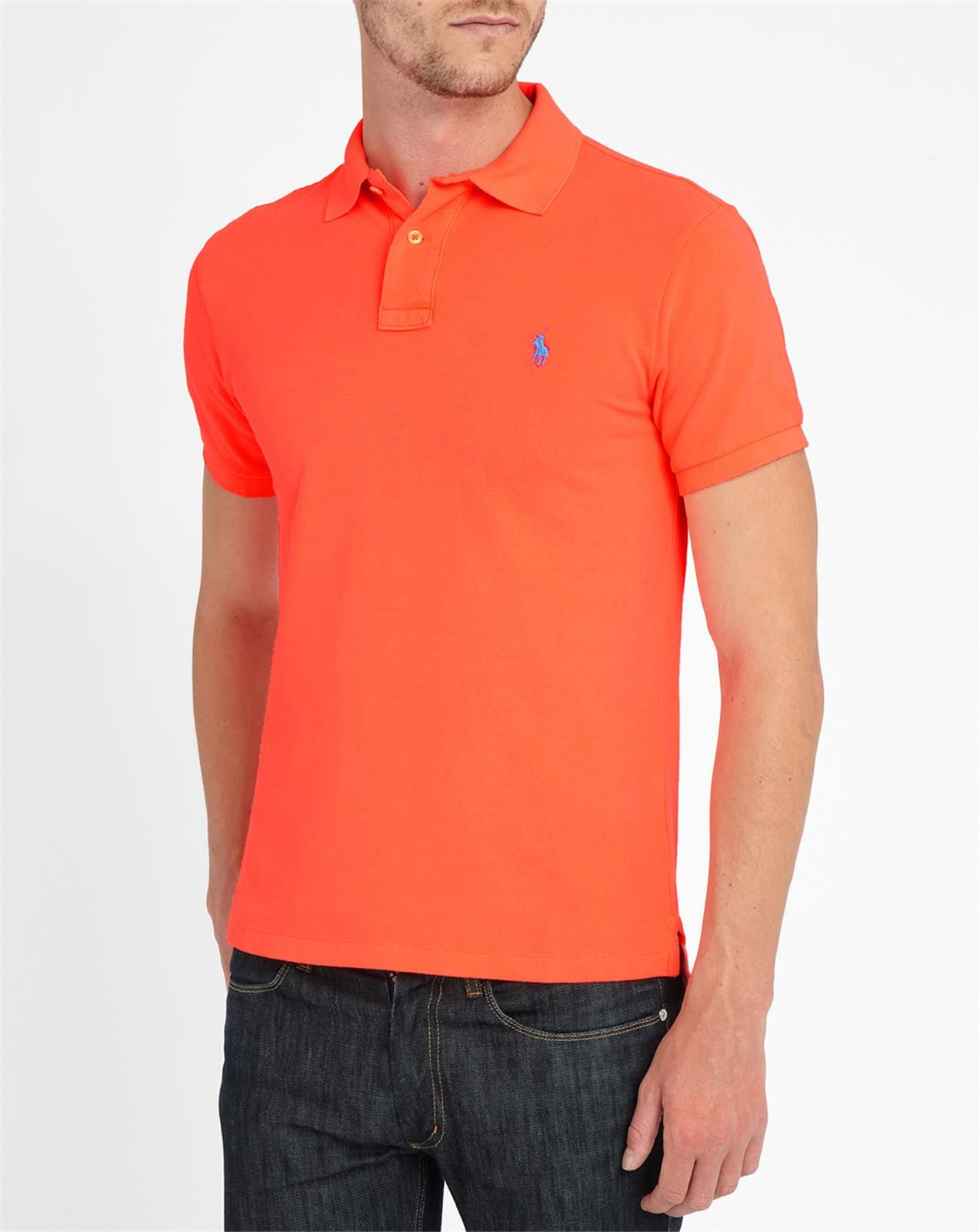 Polo ralph lauren Neon Coral Slim-fit Polo Shirt in Orange for Men | Lyst