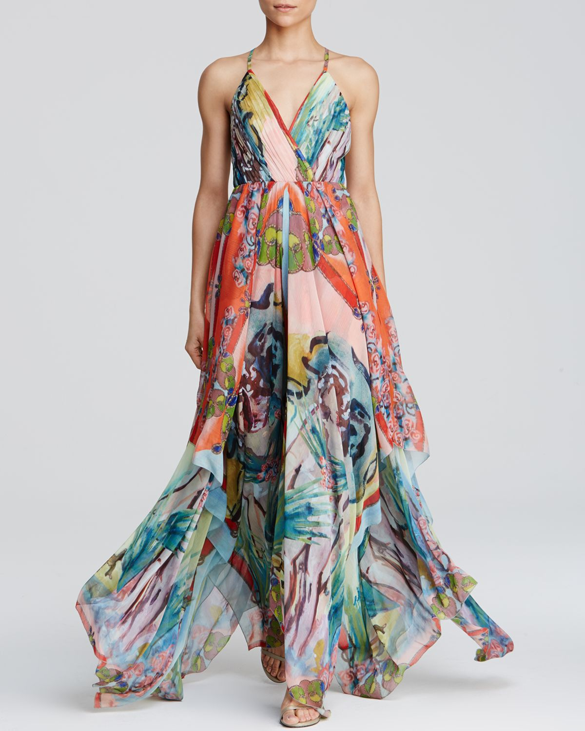 Alice + olivia Orly Handkerchief Maxi Dress | Lyst