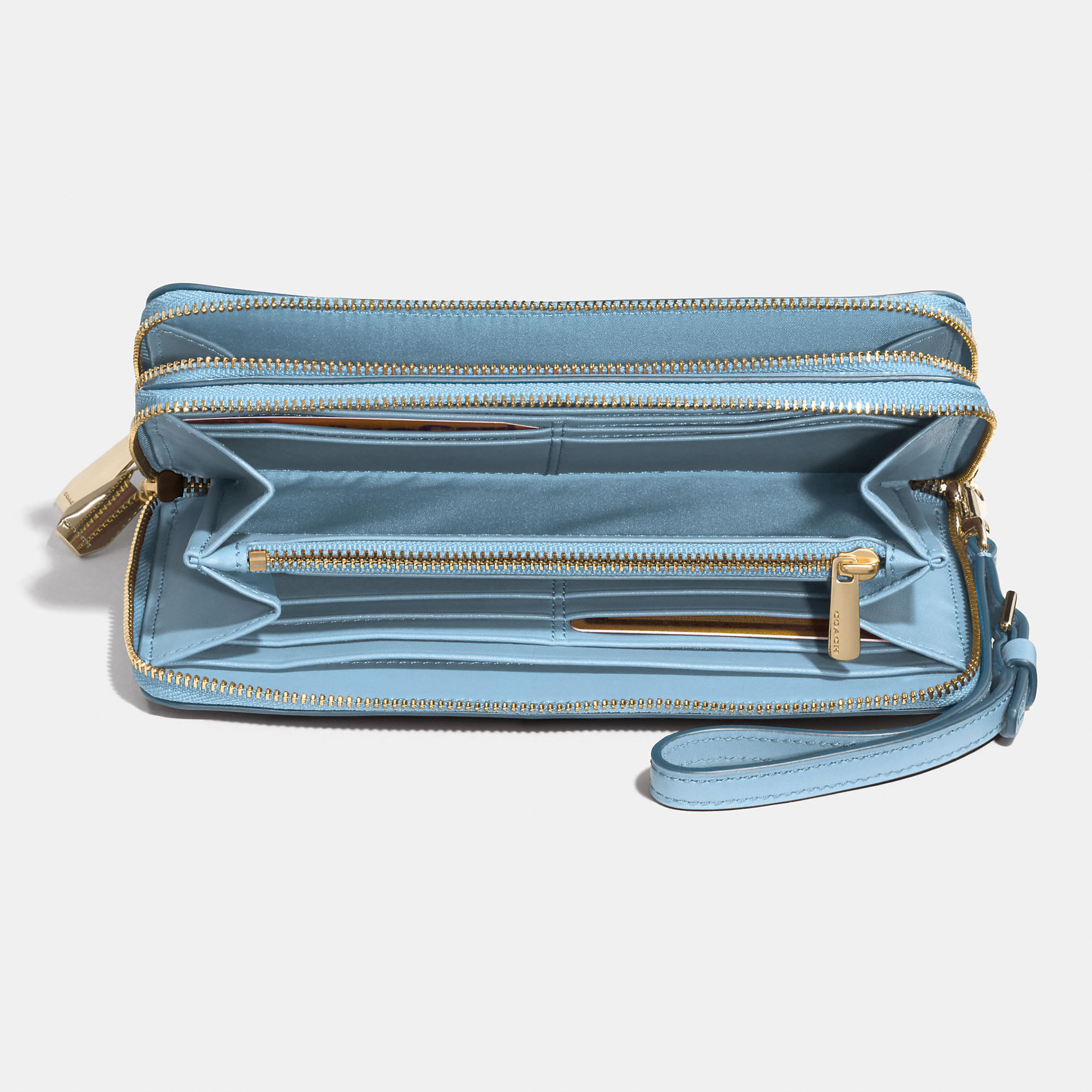 Coach Madison Double Accordion Zip Wallet In Leather in Blue | Lyst
