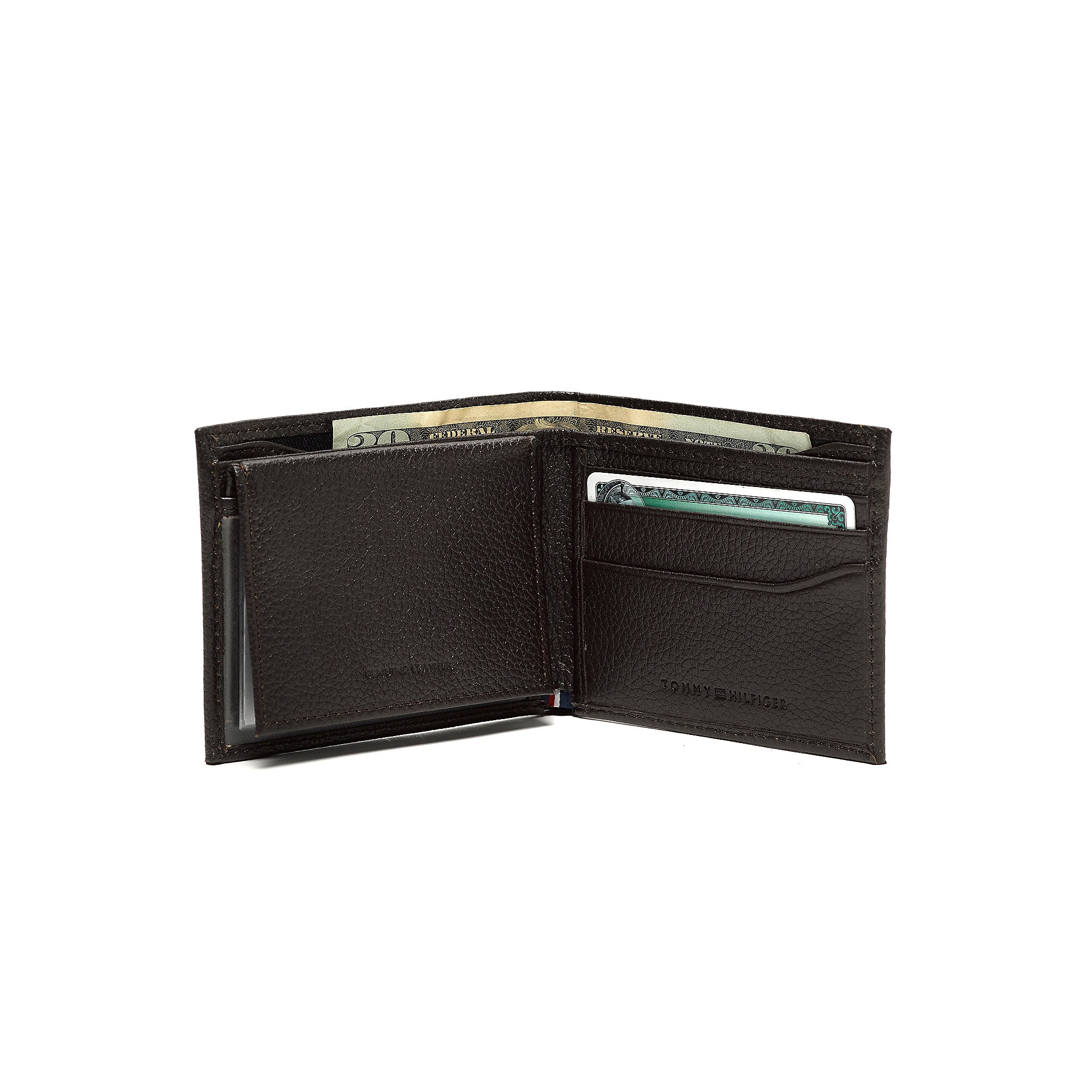 Tommy hilfiger Pebbled Leather Wallet in Brown for Men | Lyst