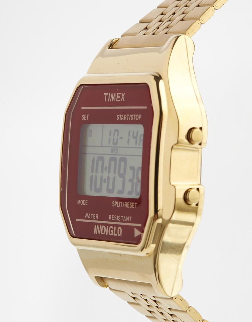 Timex Exclusive For Asos Vintage Style Digital Watch in Metallic for
