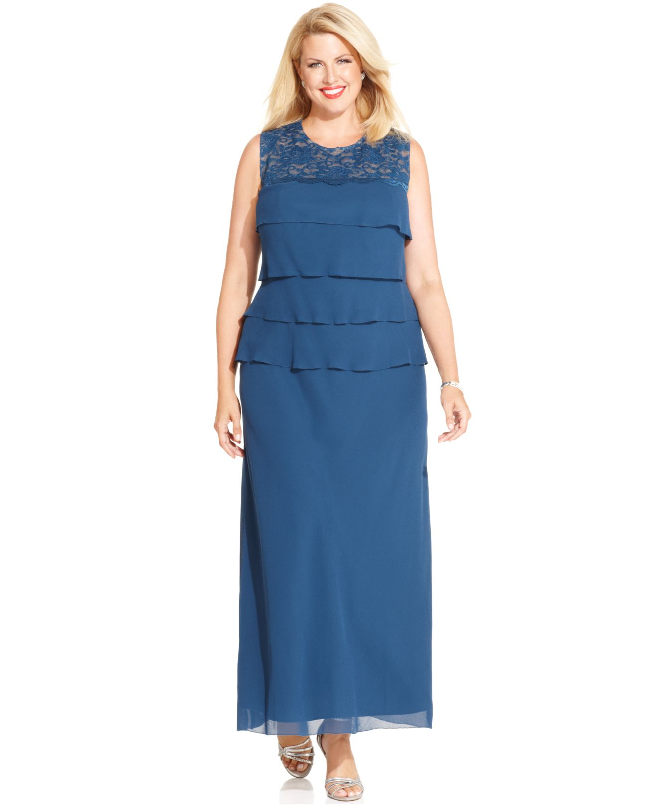 Lyst - Alex Evenings Plus Size Lace Tiered Dress And Jacket in Blue