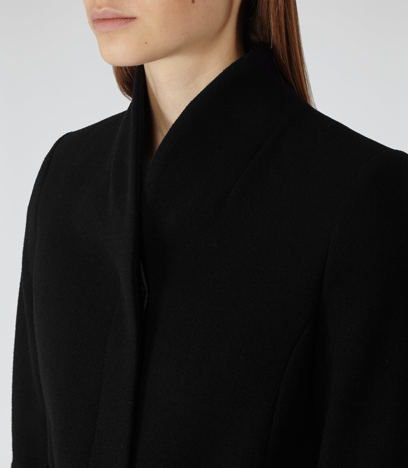 Lyst - Reiss Sami Shawl-neck Wrap Coat in Black