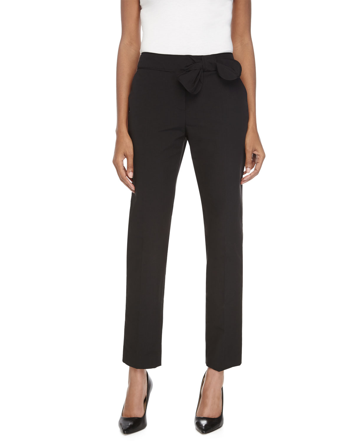 Lyst - Red Valentino Bow-Waist Cropped Pants in Black