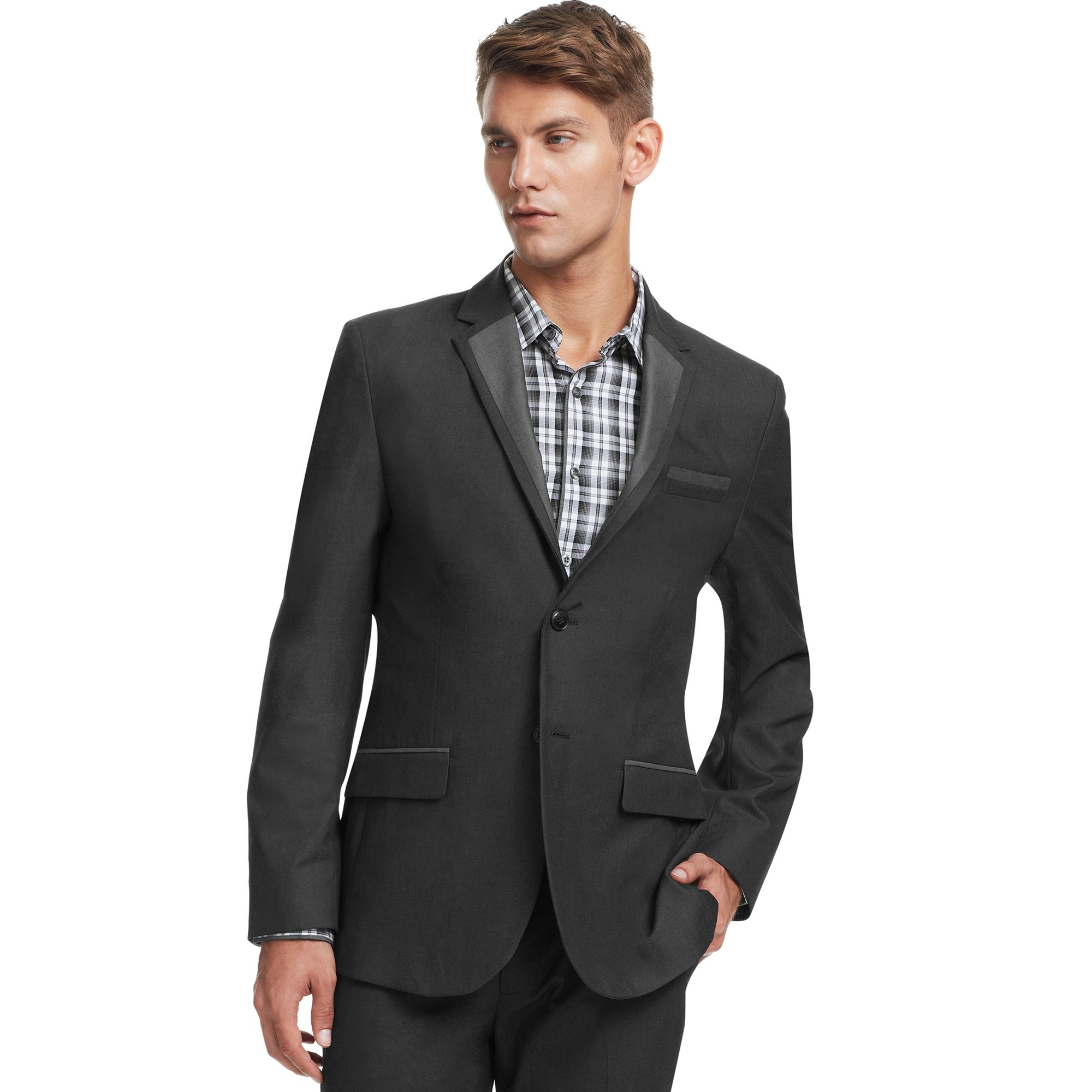 Kenneth Cole Reaction Two Button Black Slim Fit Blazer in Black for Men ...