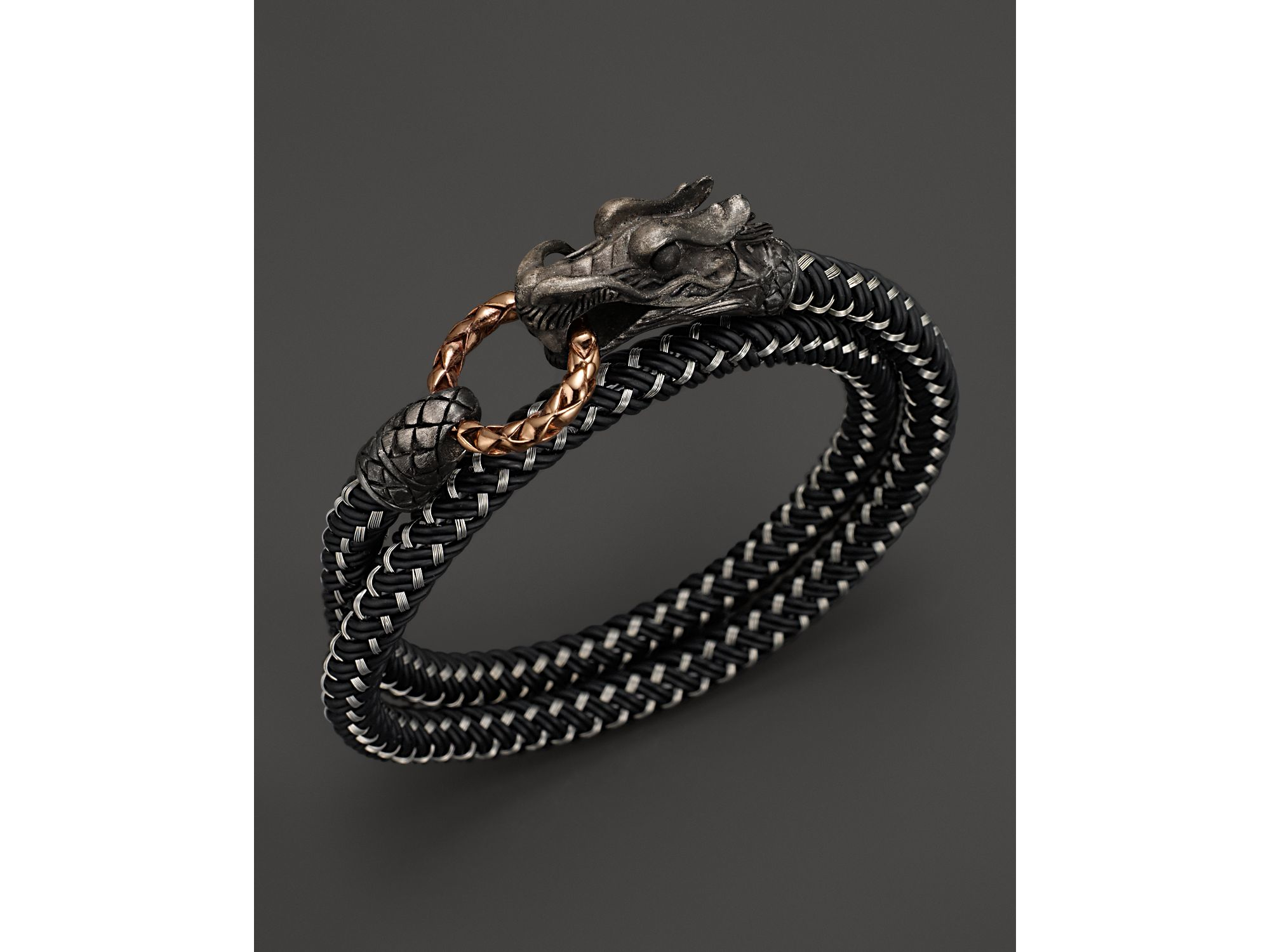 John hardy Men's Naga Double Wrap Dragon Cord Bracelet in Black for Men ...