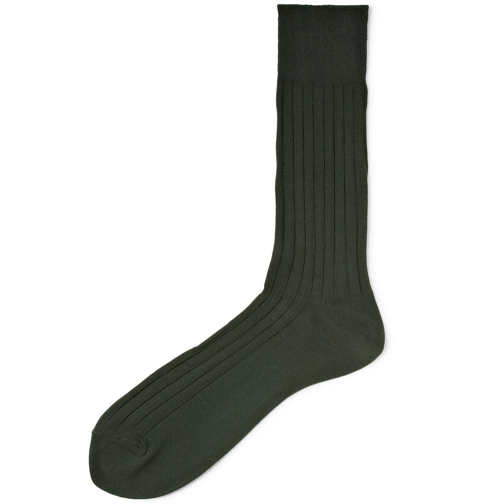 Polo ralph lauren Ribbed Cottonblend Socks in Green for Men | Lyst