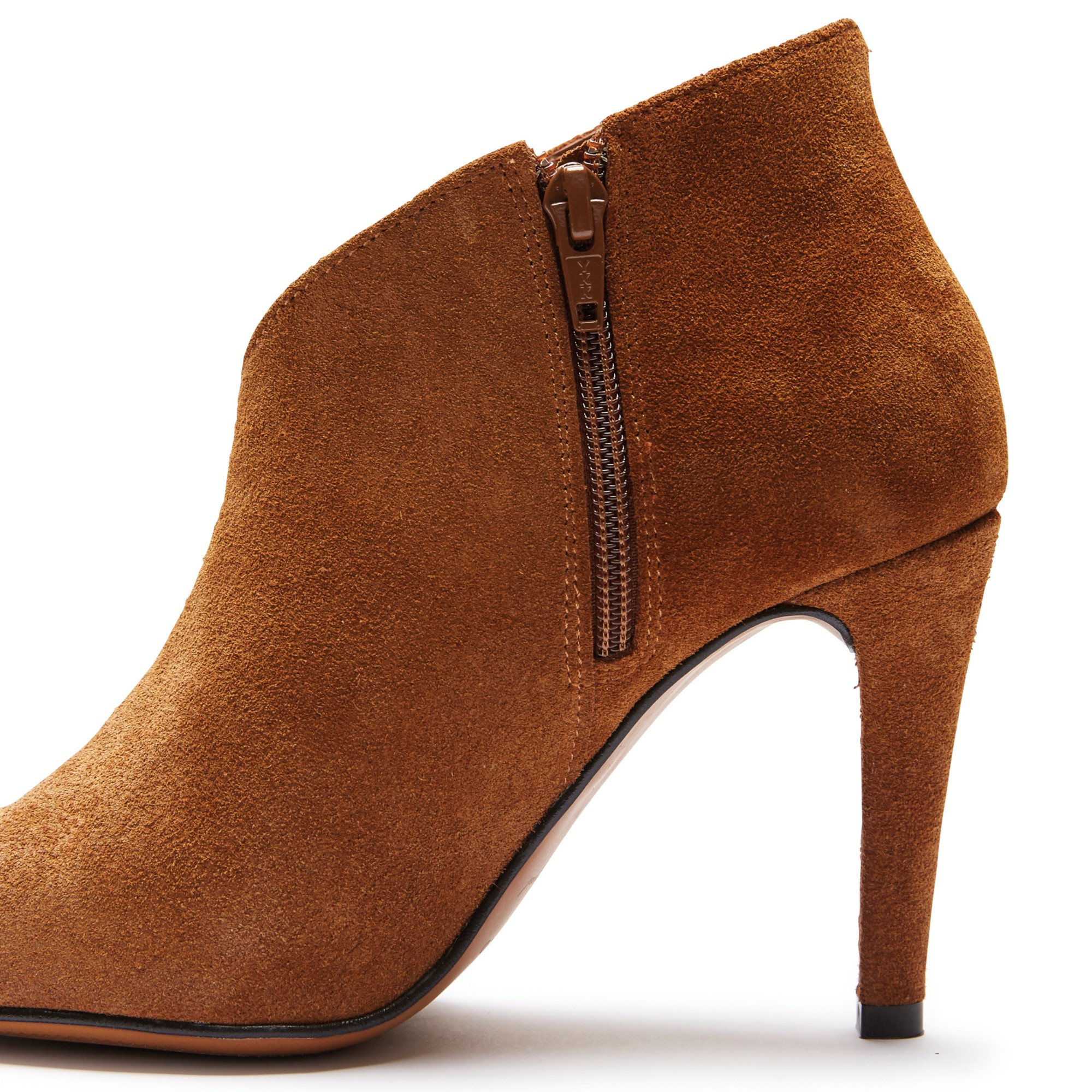 Selected Femme Cognac Suede Alexandria Cut Away Stiletto Heeled Ankle Boots Brown Product 1 683501396 Normal 