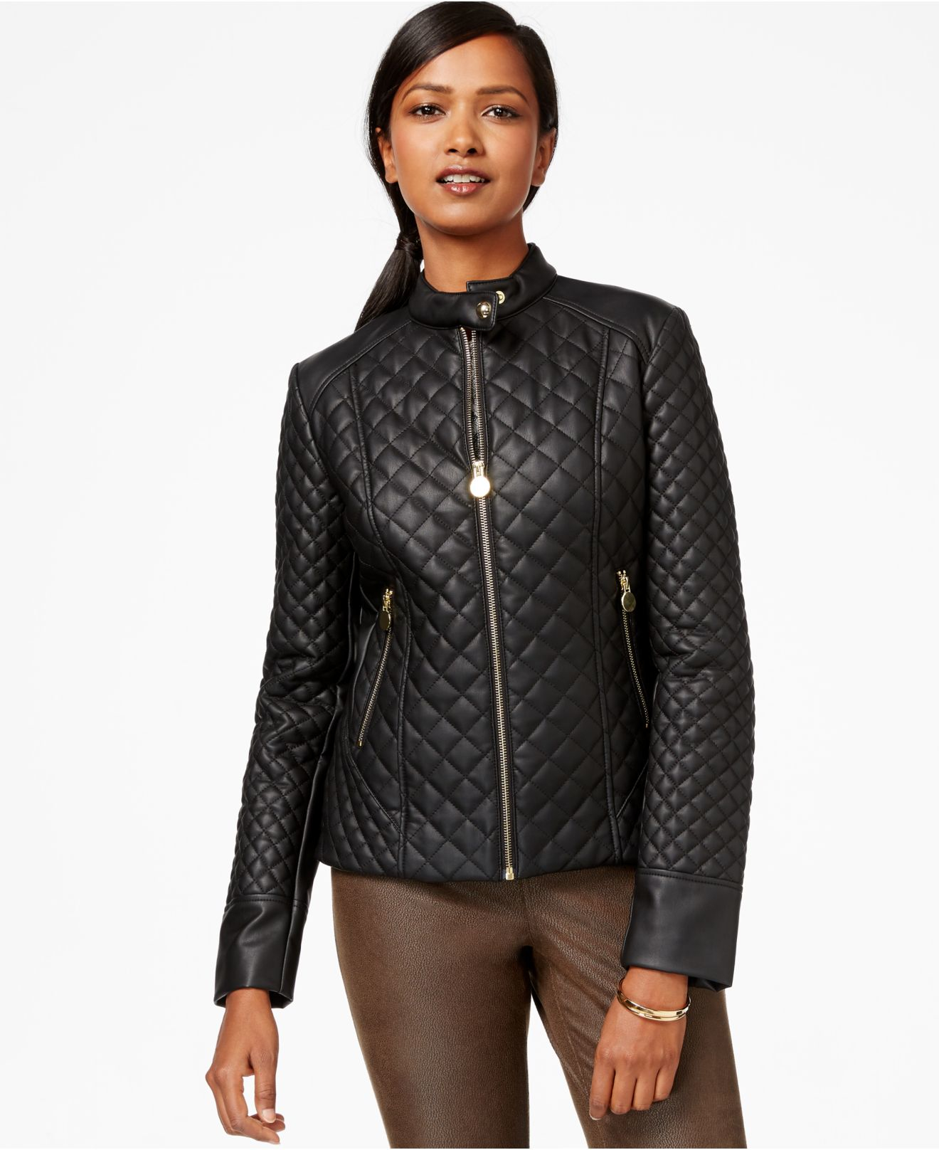 Inc International Concepts Faux Leather Quilted Jacket In Black Lyst Gallery