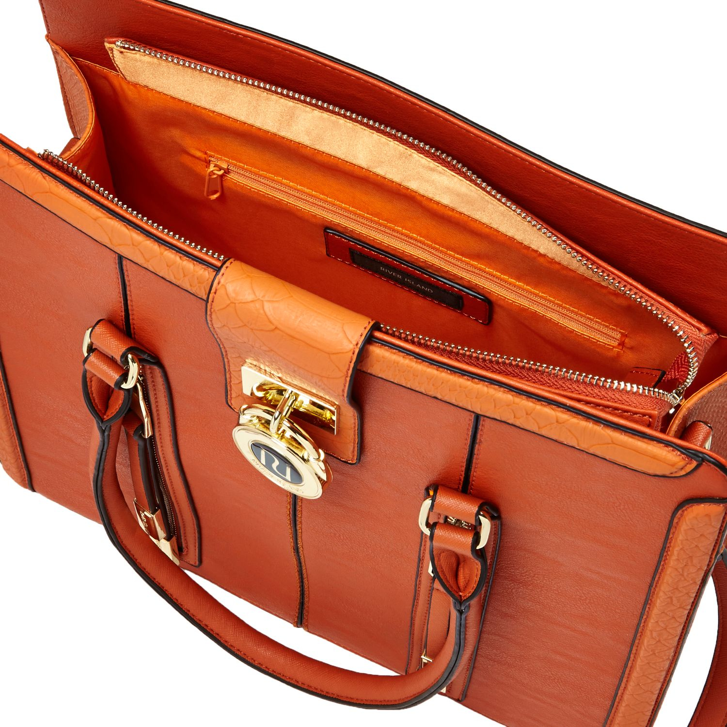 River Island Orange Zip And Padlock Tote Handbag In Lyst Gallery