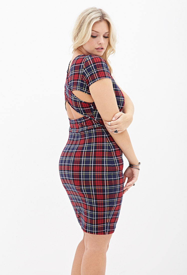 Lyst - Forever 21 Plus Size Tartan Plaid Bodycon Dress in Red