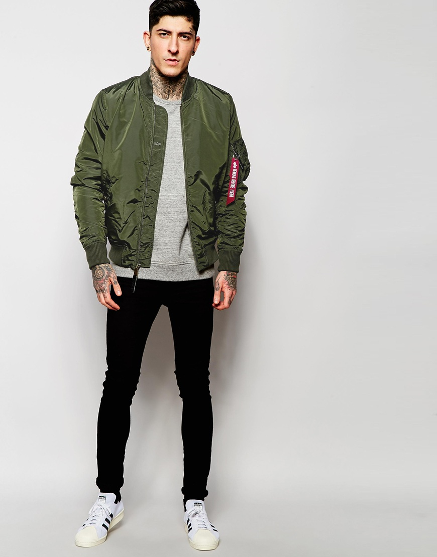 Alpha industries Ma-1 Bomber Jacket Slim Fit in Green for Men | Lyst