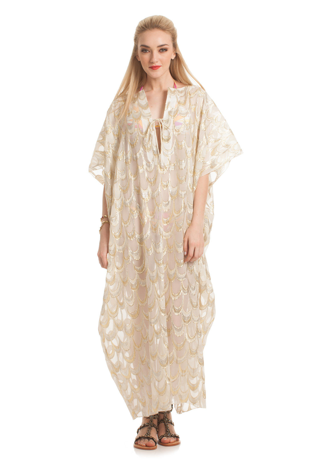 Trina turk Maxi Kaftan in White (Ivory) | Lyst