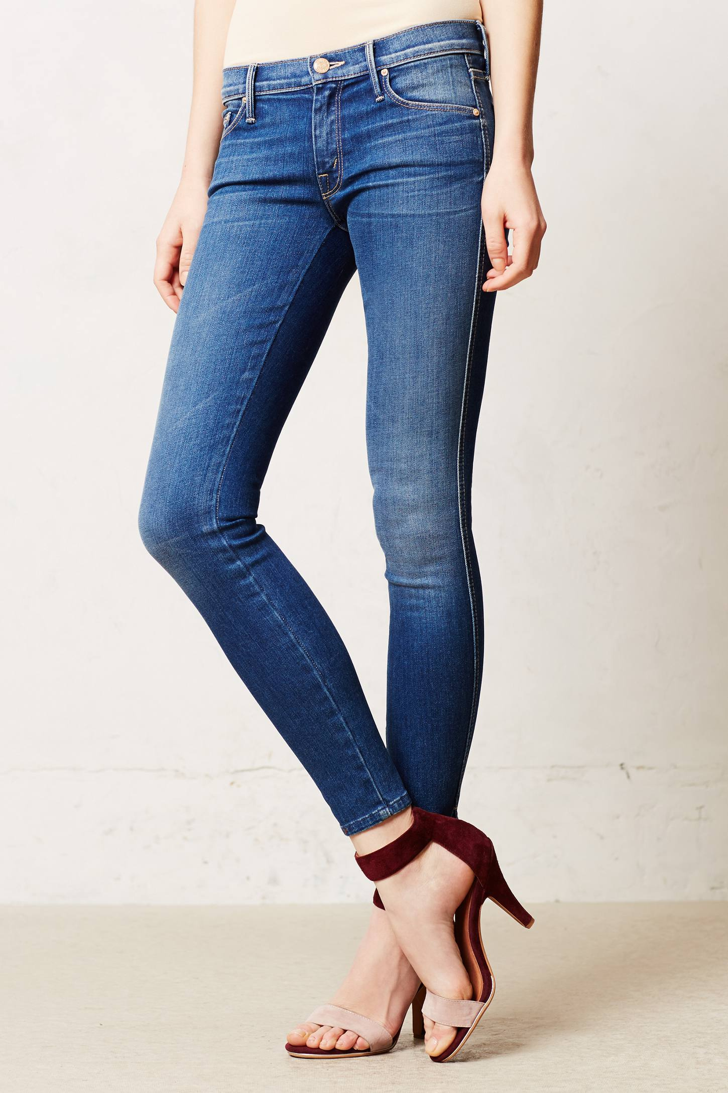 Mother Vamp Ankle Slit Skinny Jeans in Blue | Lyst