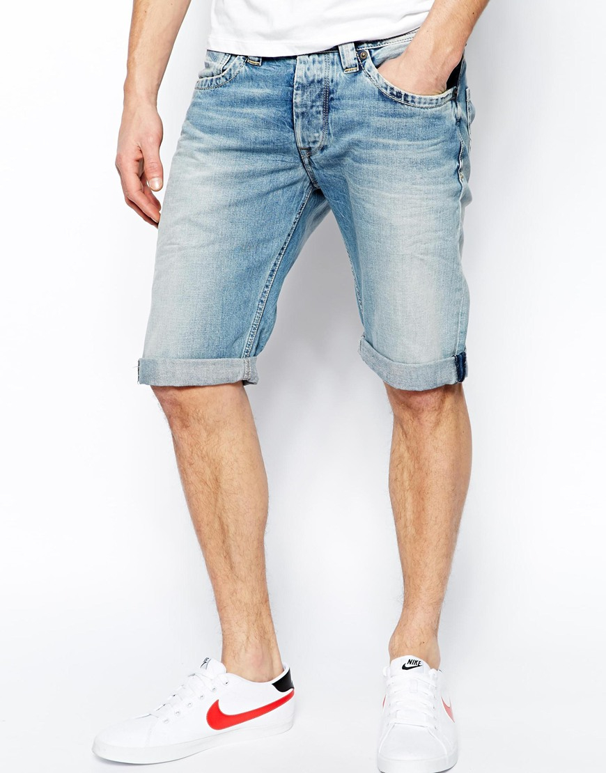 Lyst Pepe Jeans Pepe Denim Shorts Cash Straight Fit Light Wash In Blue For Men 7810