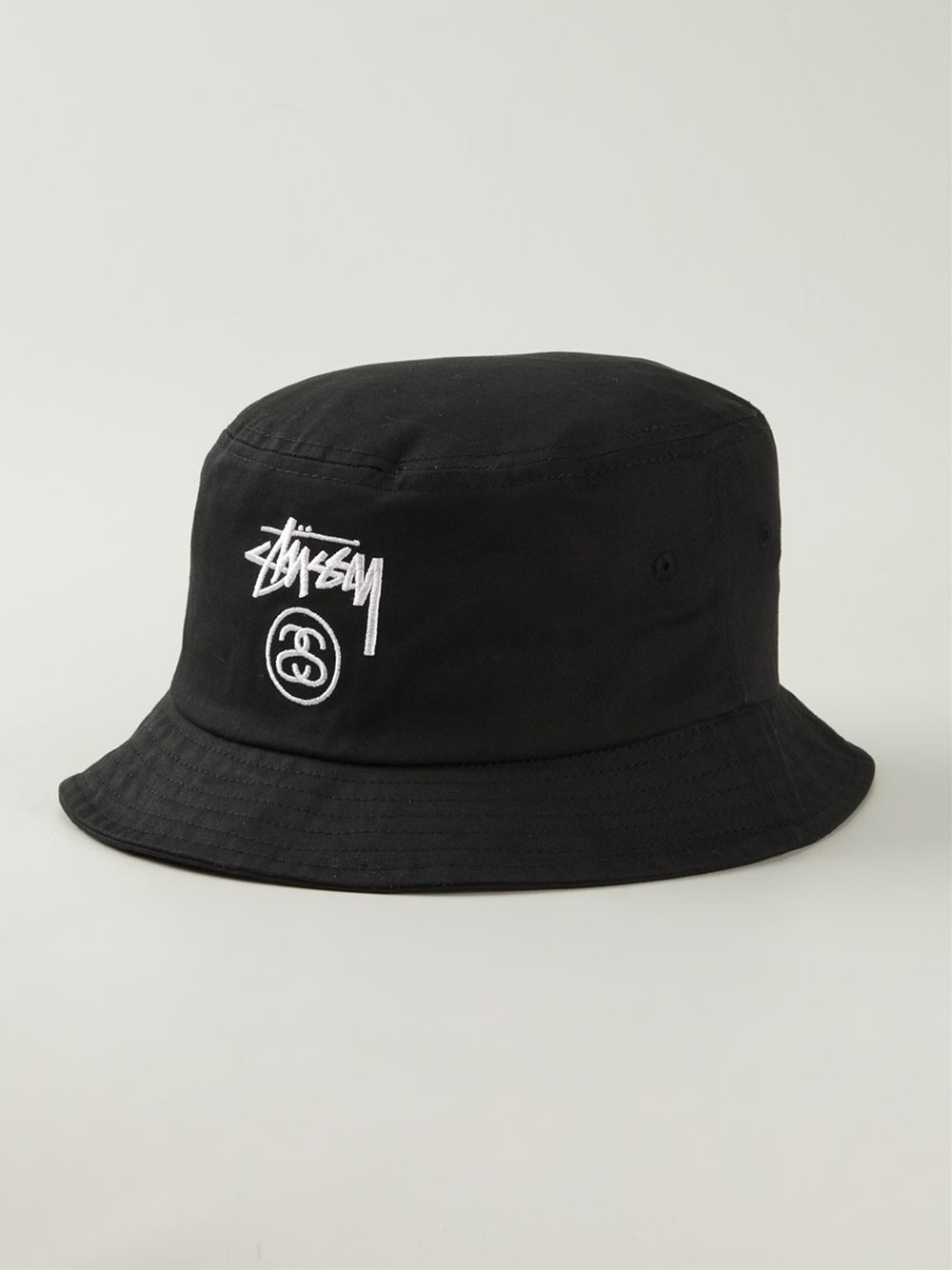 Stussy Logo Embroidered Bucket Hat in Black for Men - Lyst