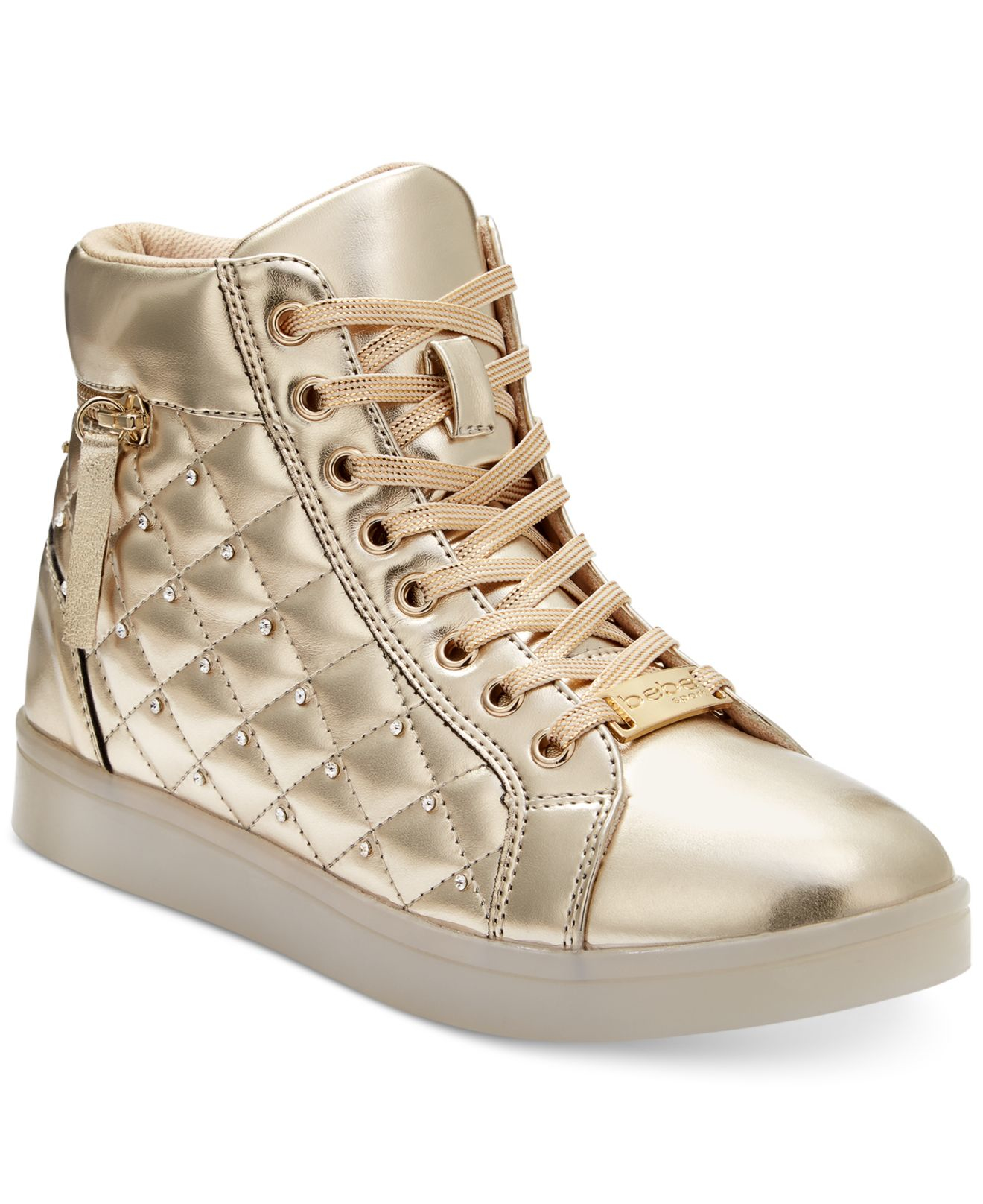 Lyst Bebe Sport Karlee Quilted High Top Sneakers in Metallic