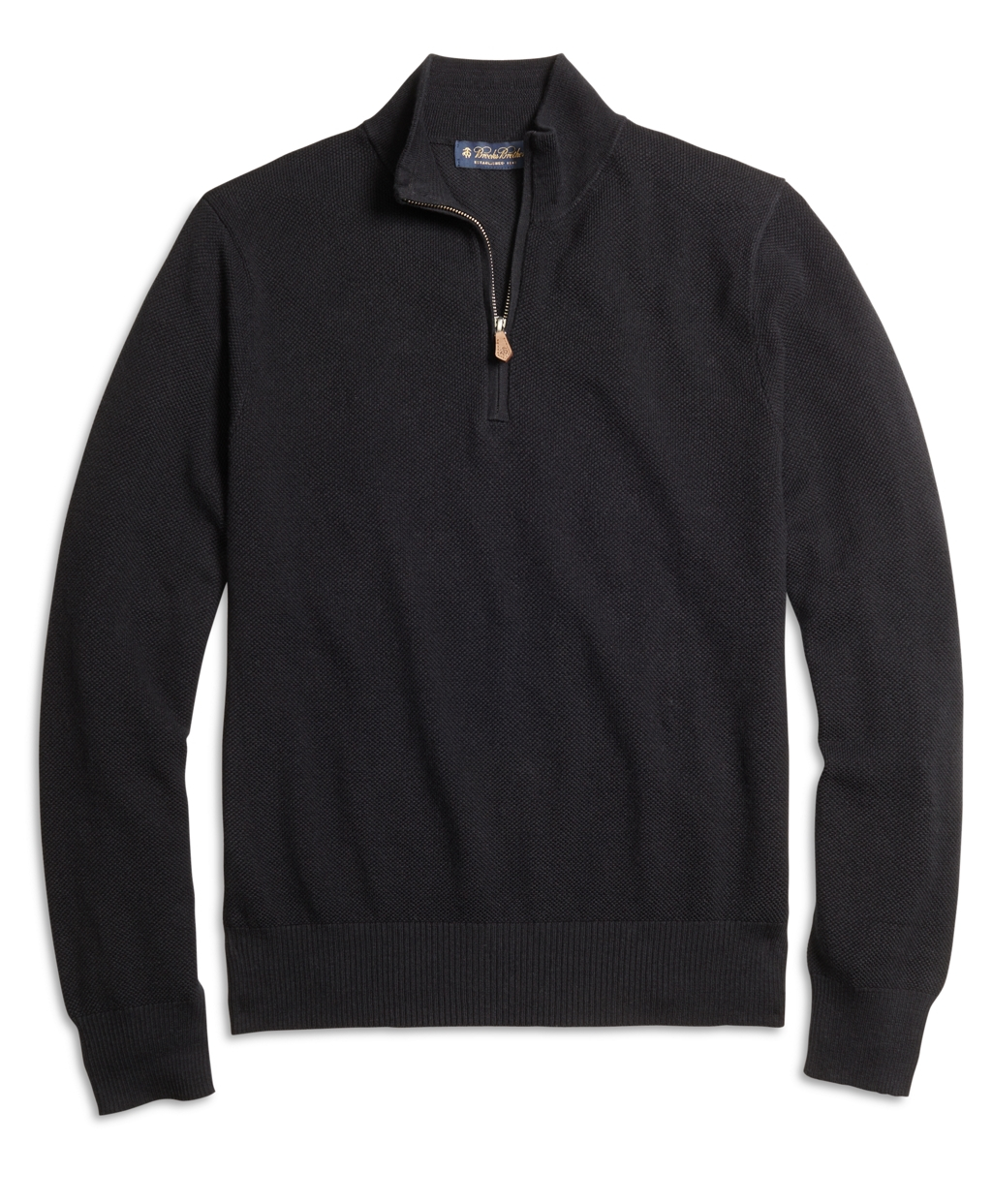 Brooks brothers Cotton Cashmere Half-zip Sweater in Black for Men | Lyst