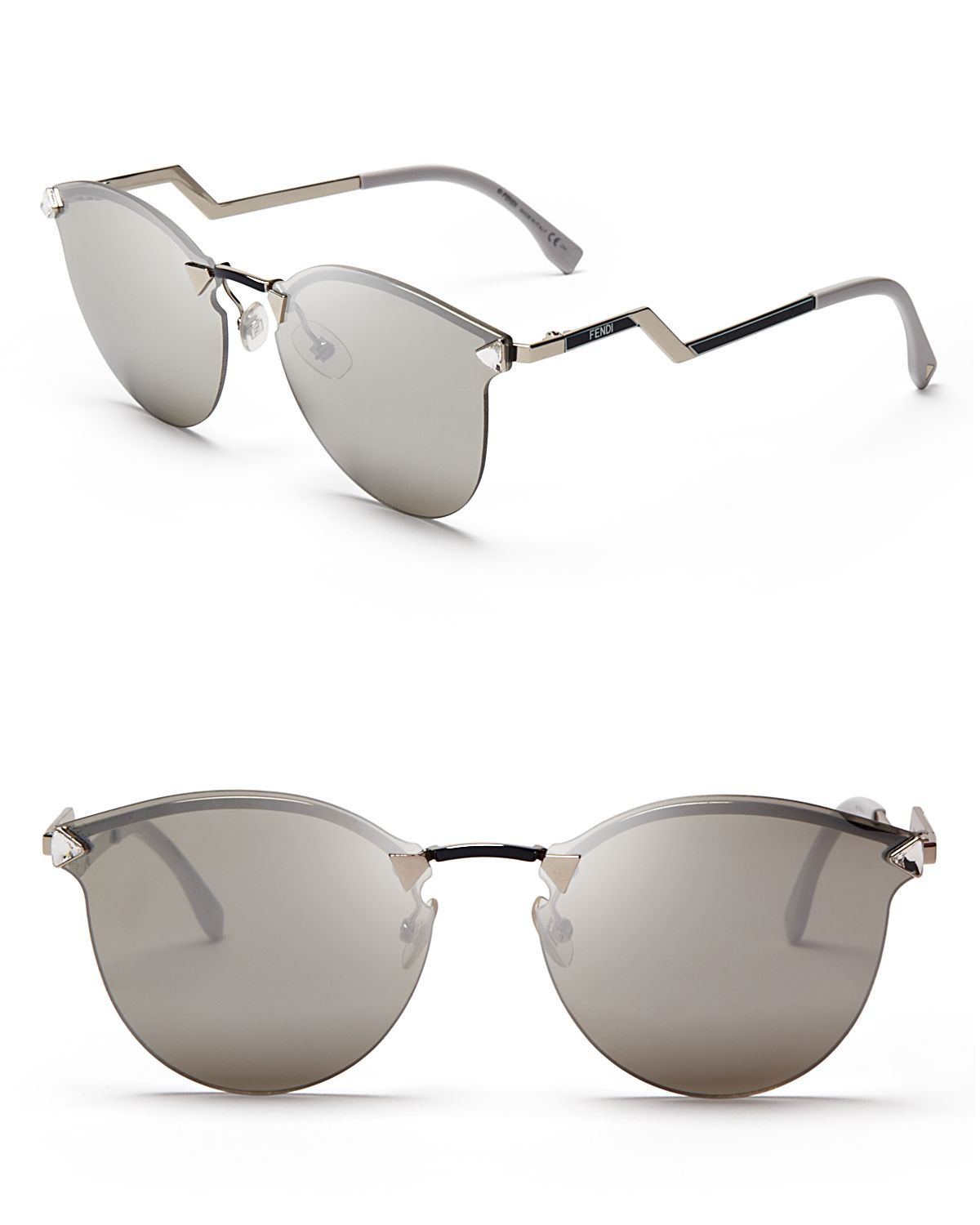 Fendi Mirrored Rimless Cat Eye Sunglasses In Gray Palladium Lyst