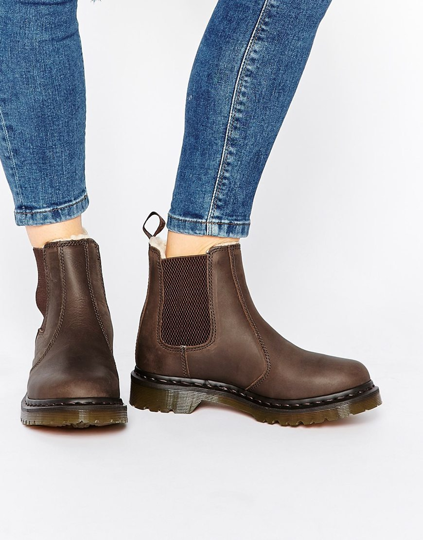 Lyst - Dr. Martens Leonore Brown Lined Chelsea Boots in Brown