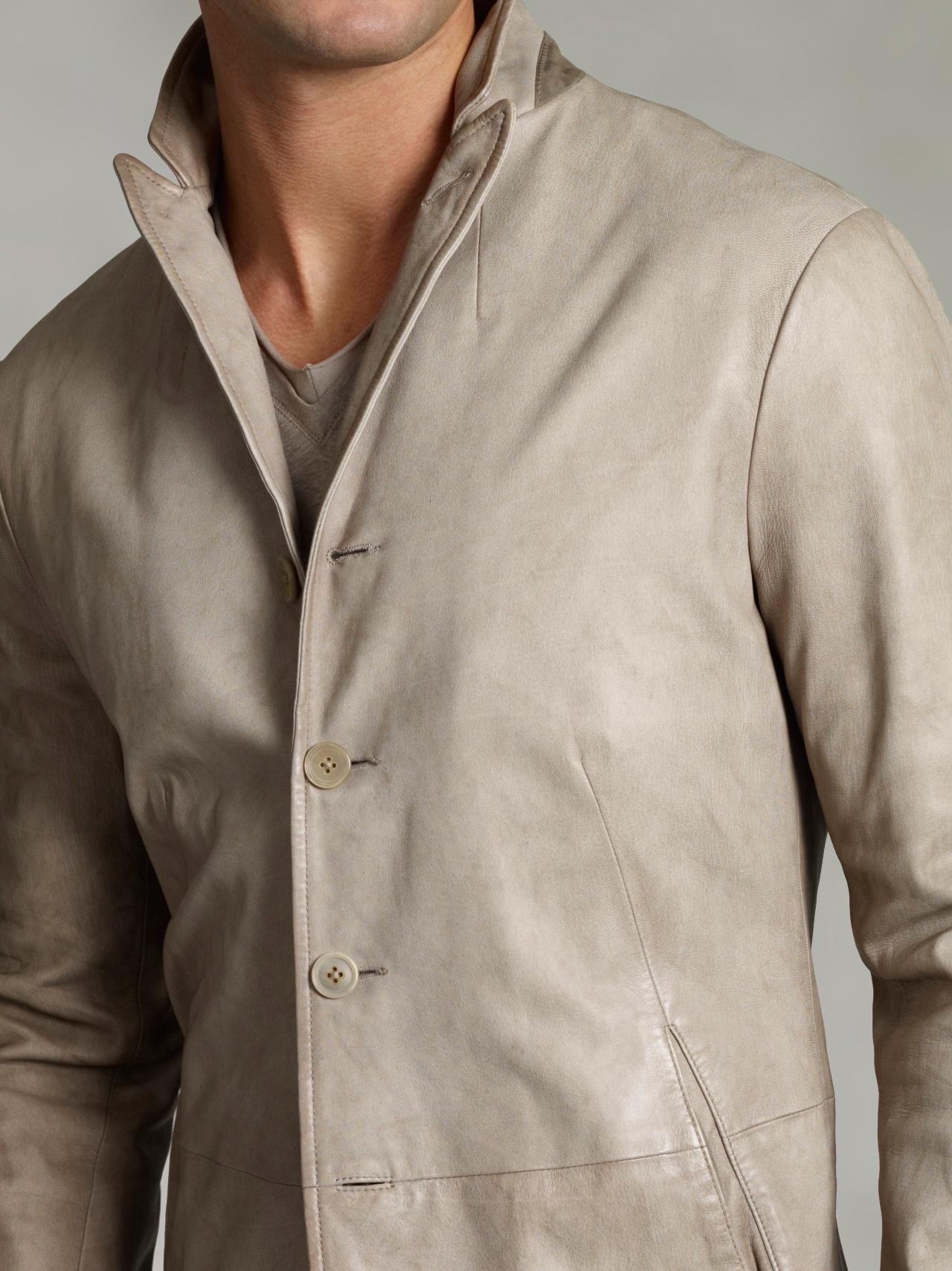 John Varvatos Artisan Peak Lapel Leather Jacket in Natural for Men Lyst