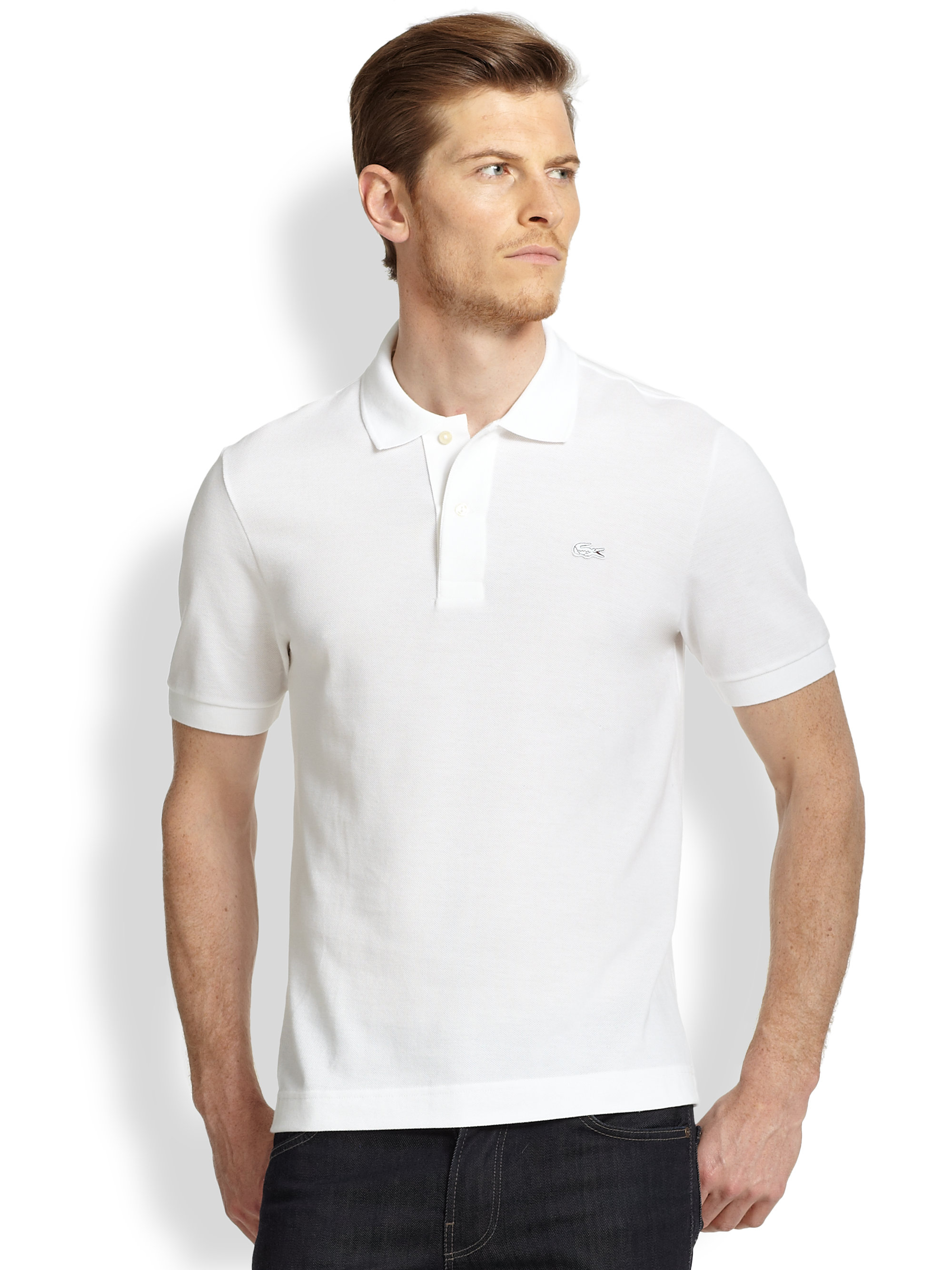 Lyst Lacoste  Tonal Croc Polo  in White  for Men