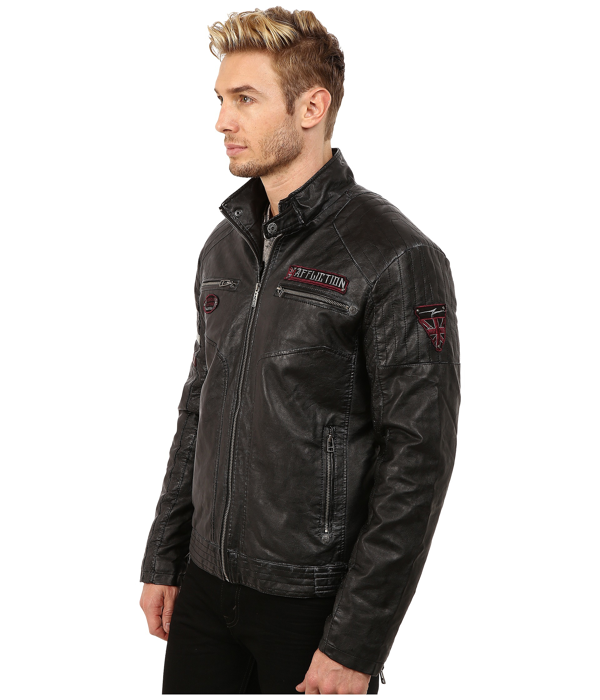 Black And White Faux Leather Moto Jacket Photos
