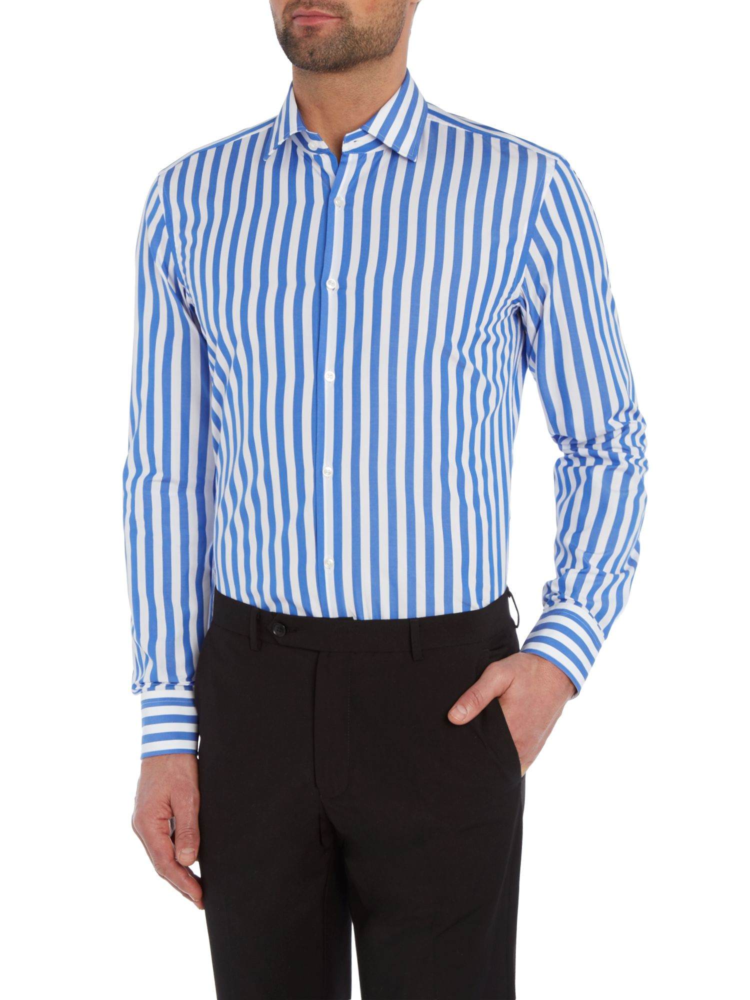 BOSS Slim Wide Stripe Shirt in Blue for Men - Lyst
