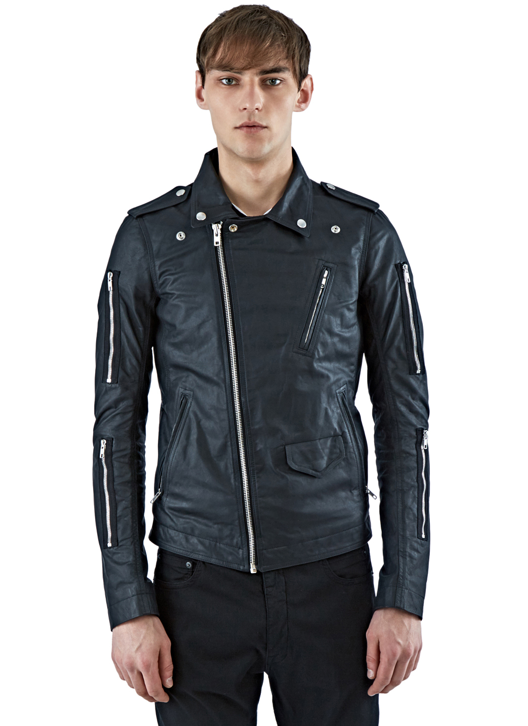 Rick Owens Men S Stooges Leather Biker Jacket In Black For Gallery