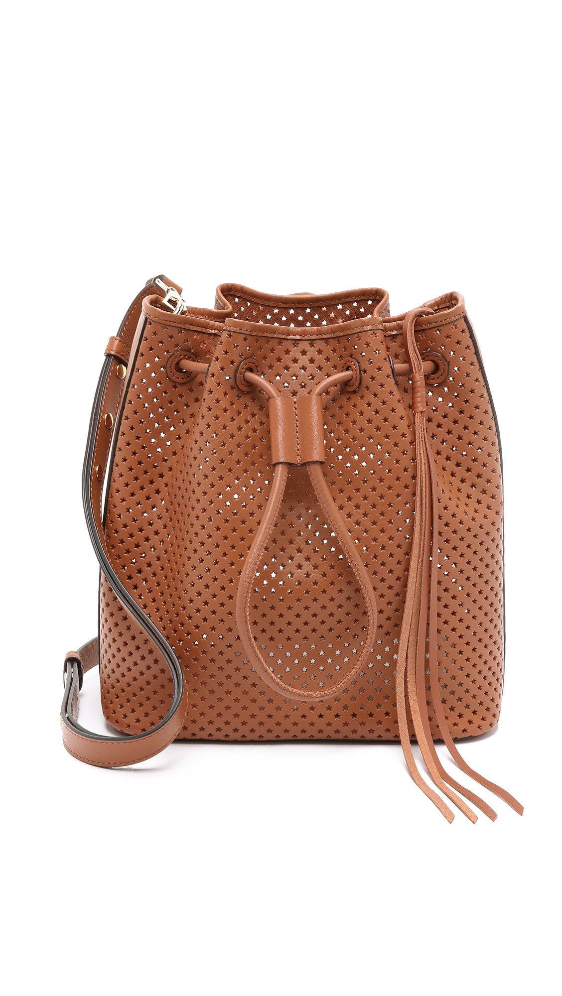 Lyst Rebecca Minkoff Star Perf Bucket Bag Almond in Brown