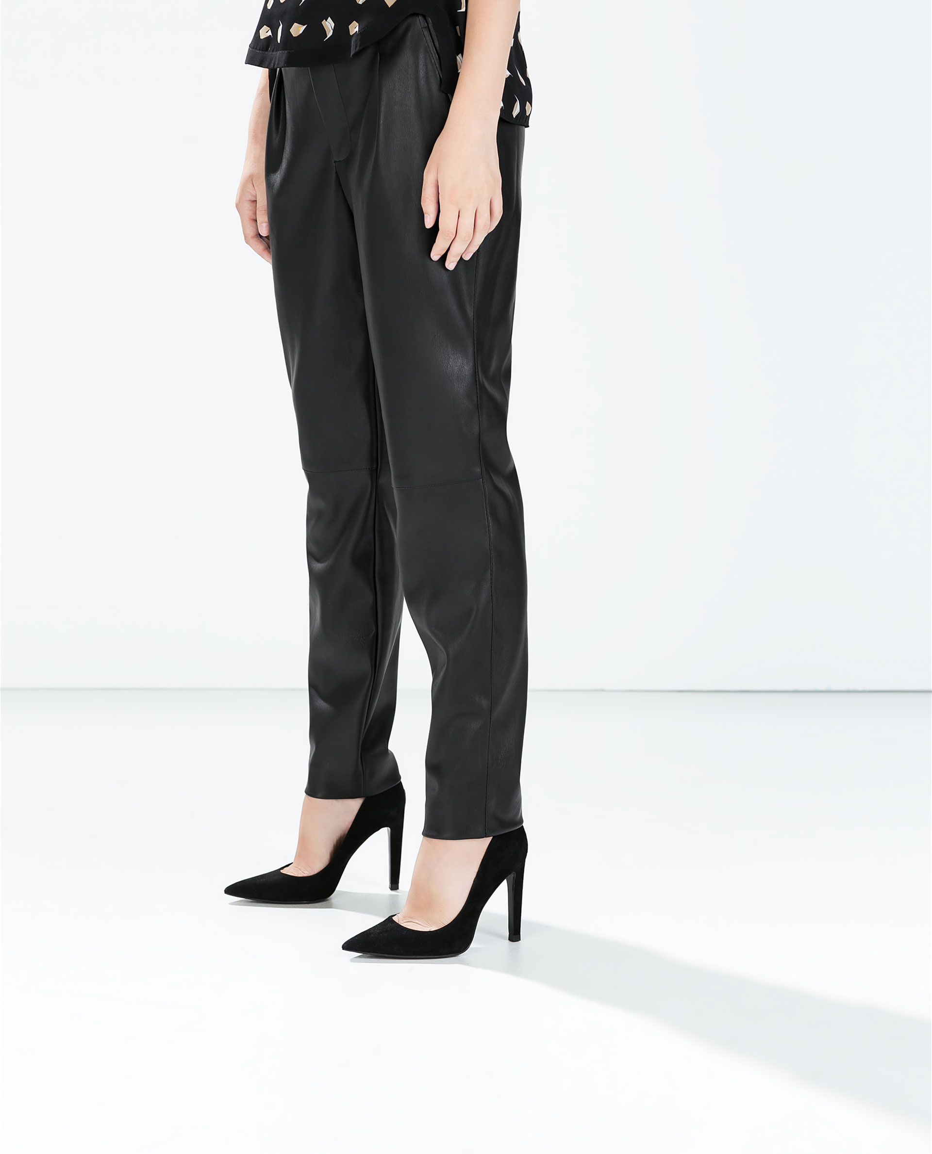 Zara Faux Leather Trousers in Black | Lyst