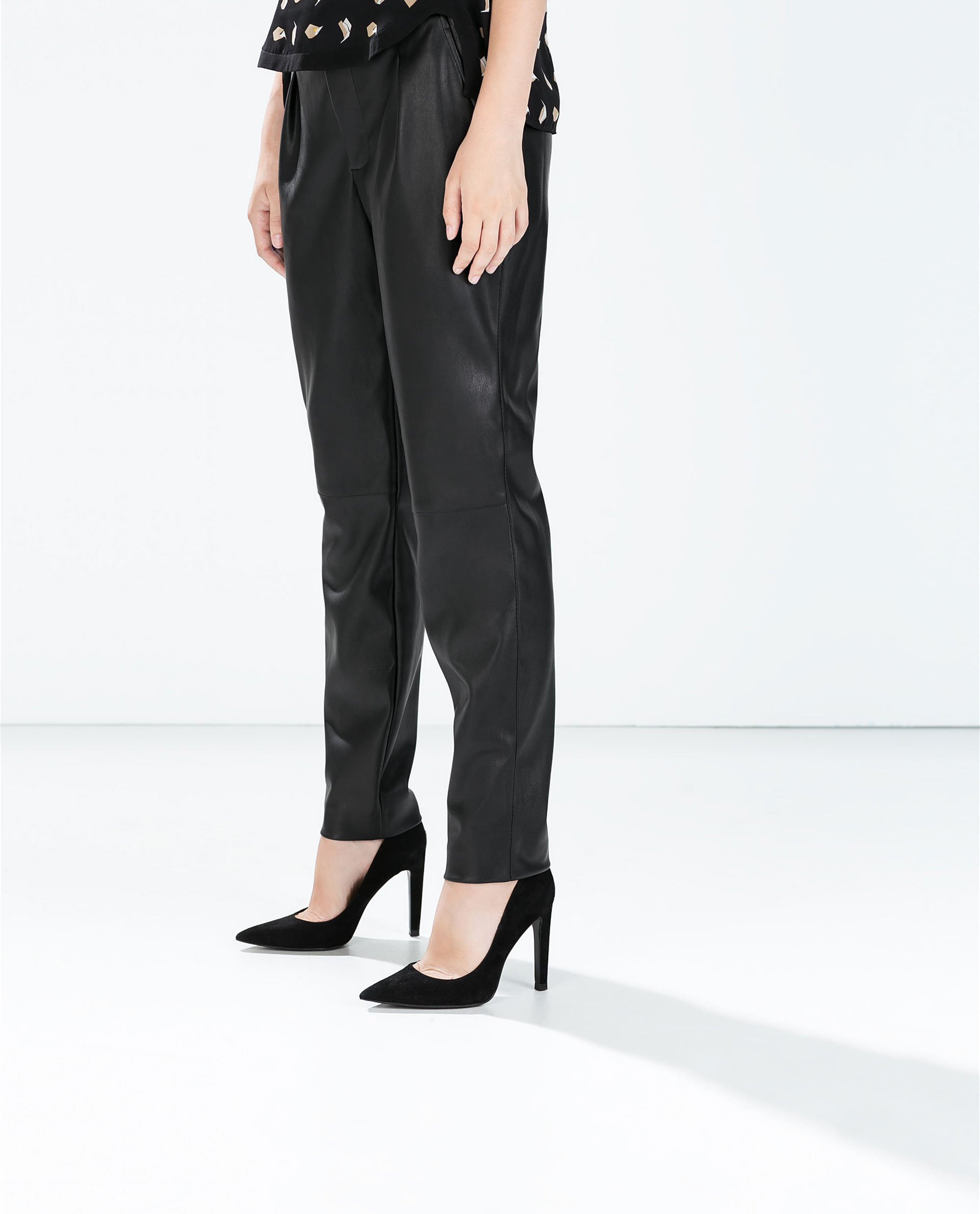 zara black belted trousers