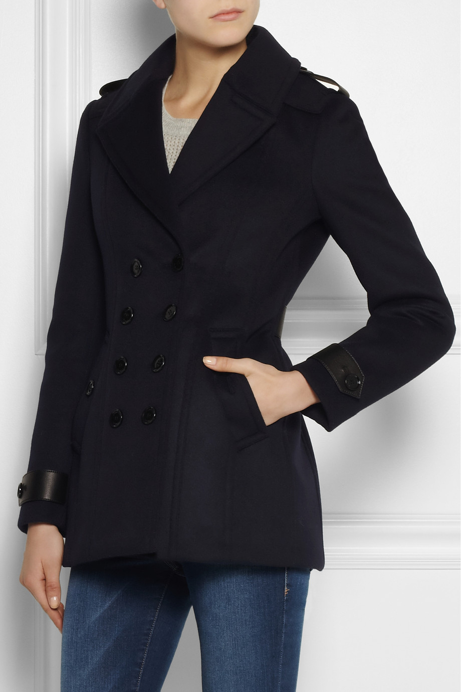 Burberry Wool and Cashmereblend Peacoat in Blue | Lyst