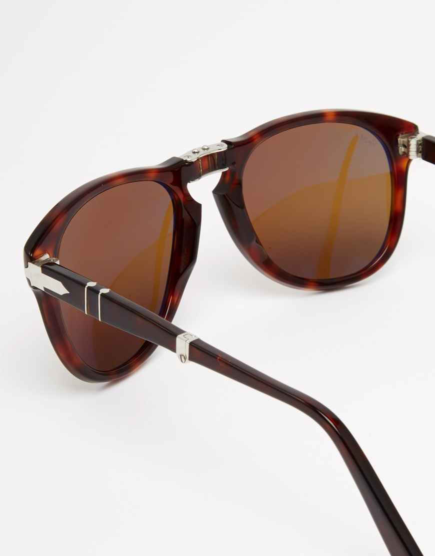 Lyst Persol Aviator Keyhole Polarised Foldable Sunglasses In Brown For Men