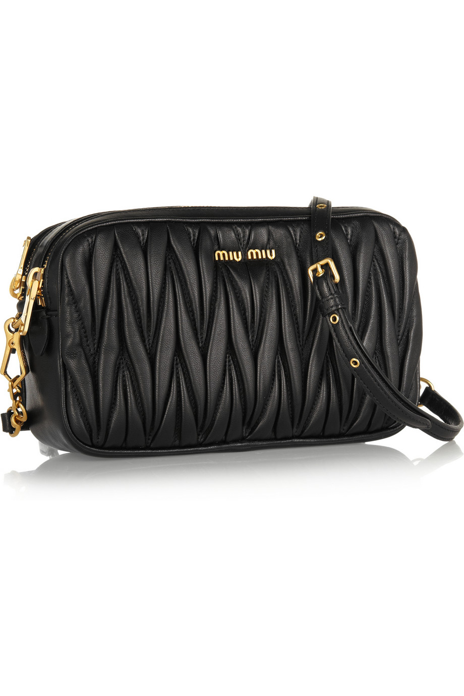 Miu Miu Matelassé Leather Shoulder Bag in Black - Lyst
