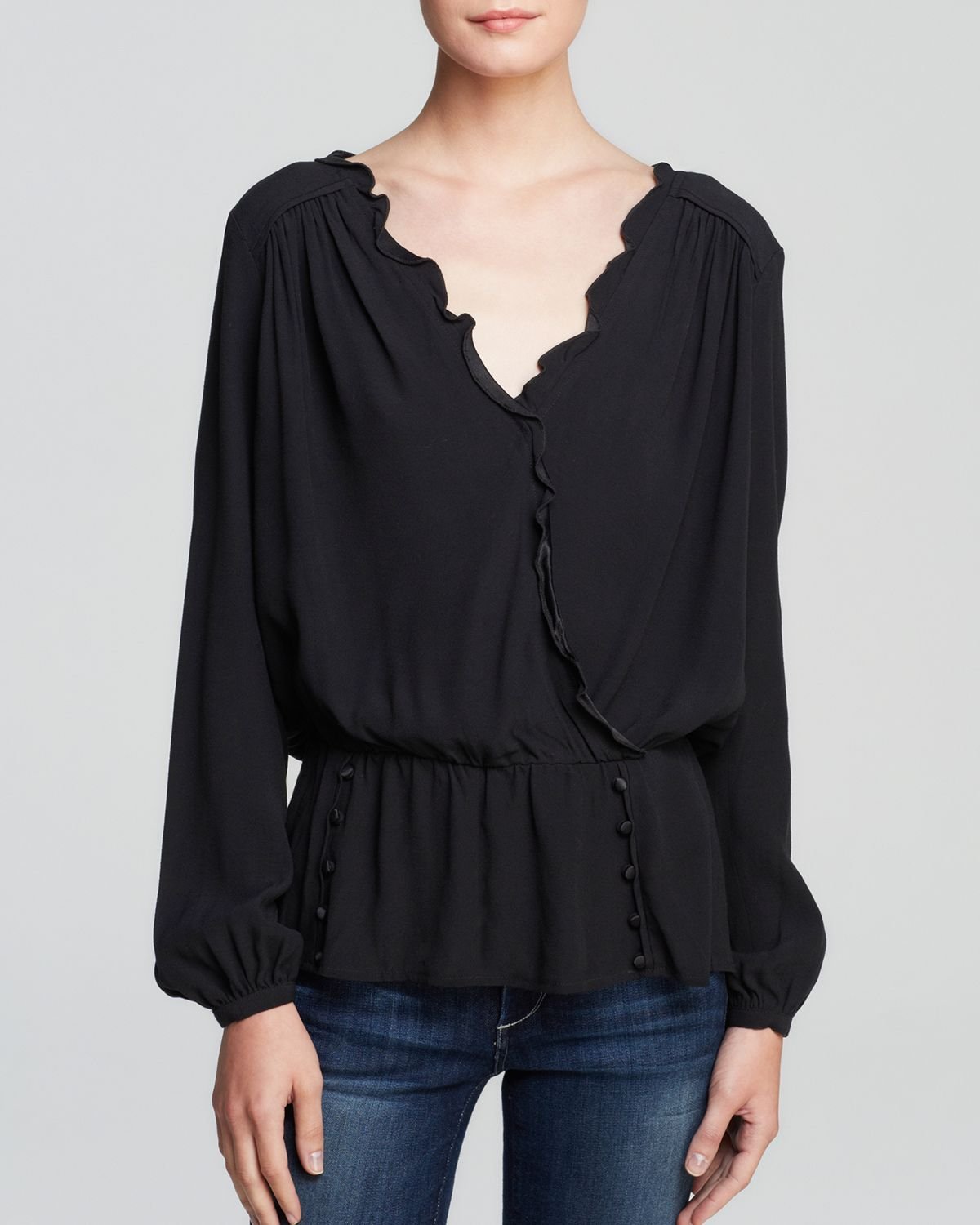 Lyst - Guess Blouse - Scarlett Wrap in Black