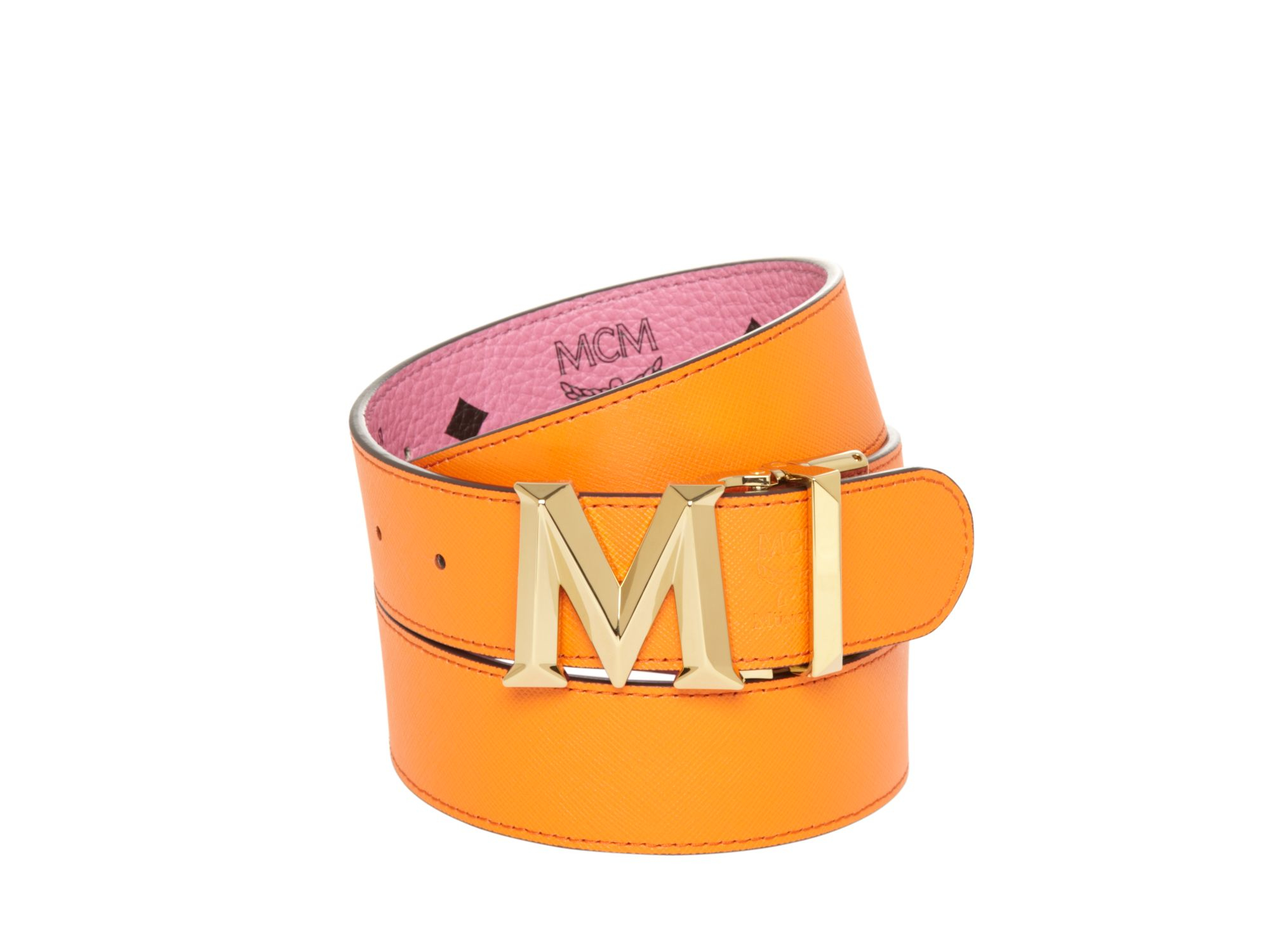 Mcm Belt - New M Auto Reversible in Pink | Lyst