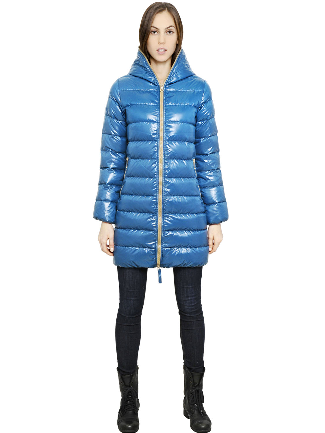 Lyst - Duvetica Ace Hooded Shiny Nylon Down Jacket in Blue