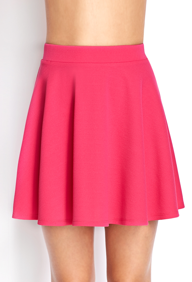 Forever 21 Textured Knit Skater Skirt in Pink | Lyst
