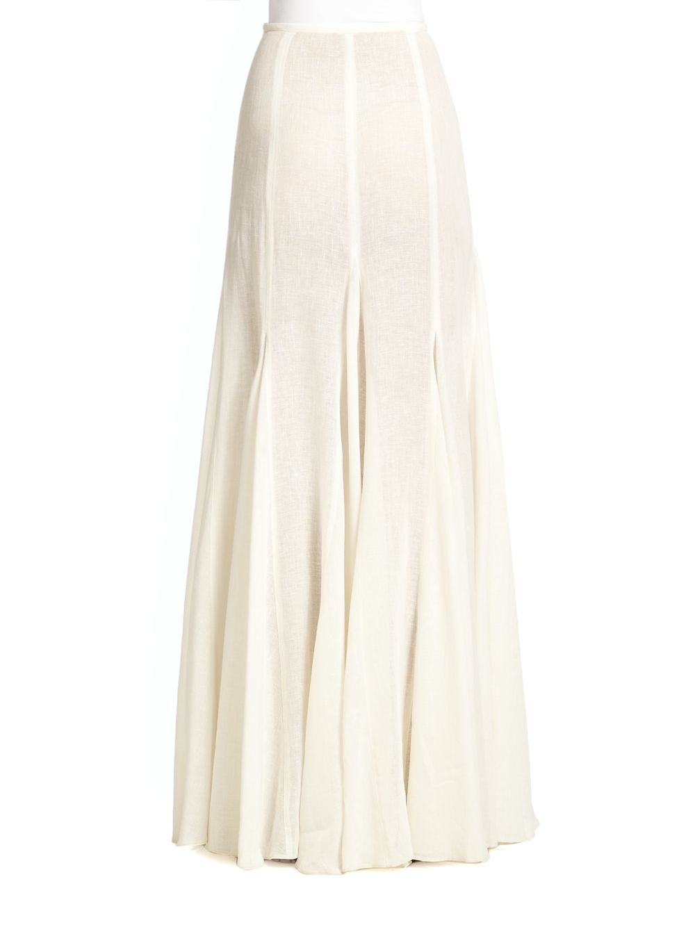 Lyst - Michael Kors Linen Godet Maxi Skirt in White