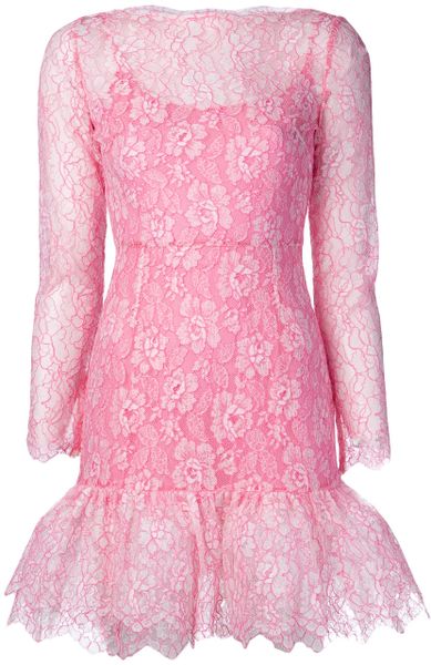 Valentino Lace Overlay Dress in Purple (pink & purple) | Lyst