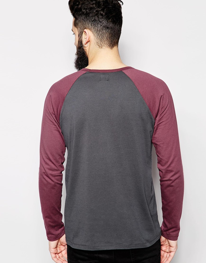Download Lyst - Asos Long Sleeve T-shirt With Contrast Raglan ...