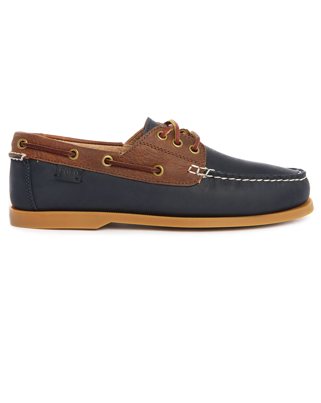 Polo ralph lauren Brown/navy Leather Boat Shoes in Brown for Men | Lyst